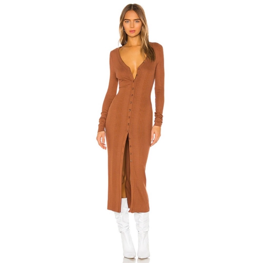 Revolve The Range Division Rib Button Front Midi … - image 1